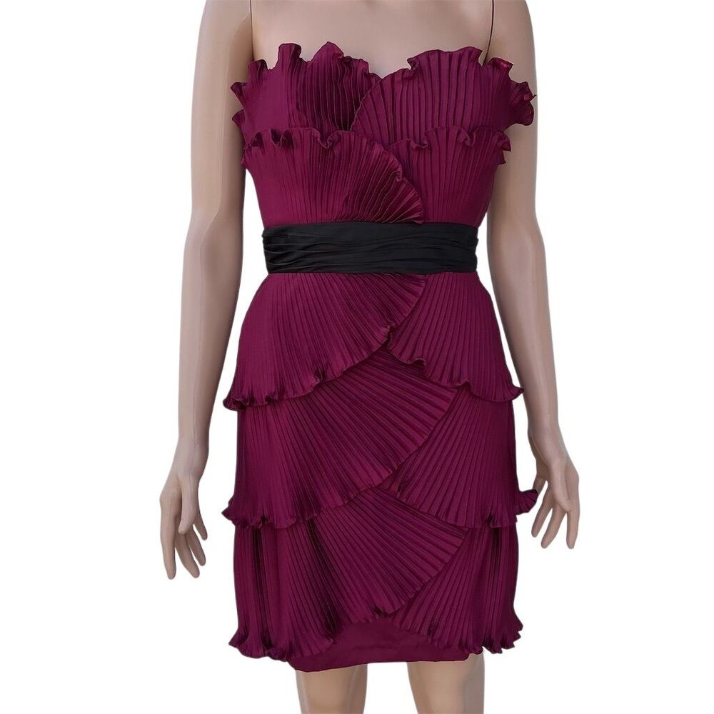 Max & Cleo Women's Strapless Pleated Red Dress Size 2 Formal Short